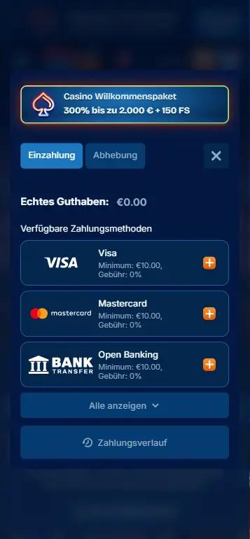 Le Fisherman Einzahlung per Sofort Giropay Kreditkarte PayPal